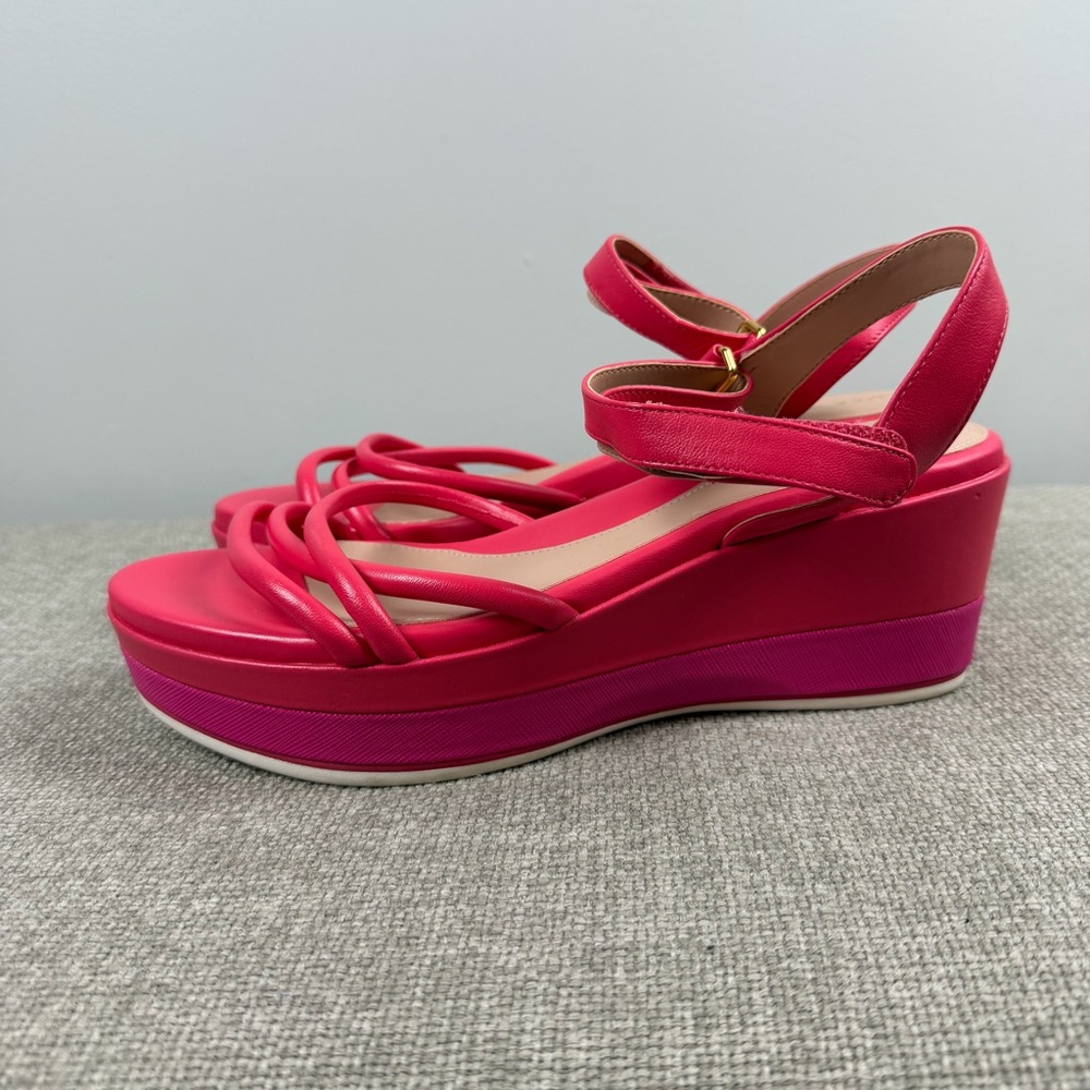 Cole Haan Neon Pink Puffy Strap Grand Ambition Addison Flatform Wedge Sandals 9 - Picture 5 of 12